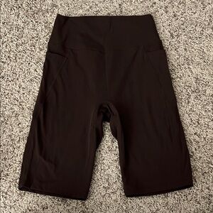 High-Waisted Brown Biker Shorts